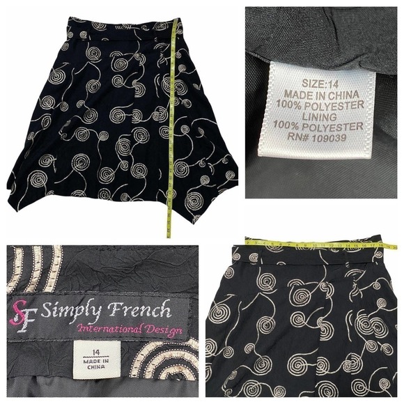 SIMPLY French Black Geometric Asymmetrical Skirt - Picture 10 of 11